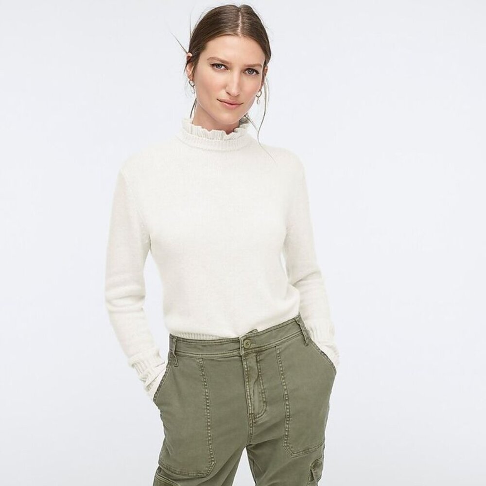 J. Crew Ivory Lambswool Blend Pullover Sweater (size S)